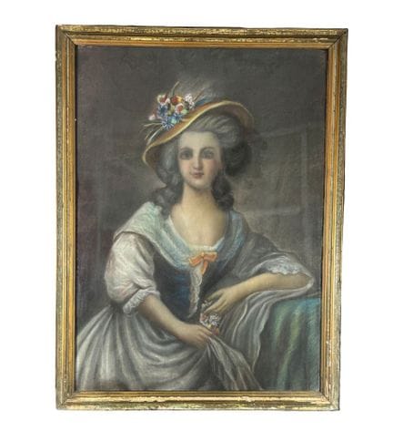 匿名
纸板上的混合媒介，19 世纪意大利画派，描绘了一位戴帽子的年轻女性肖像。包括画框在内的尺寸：7