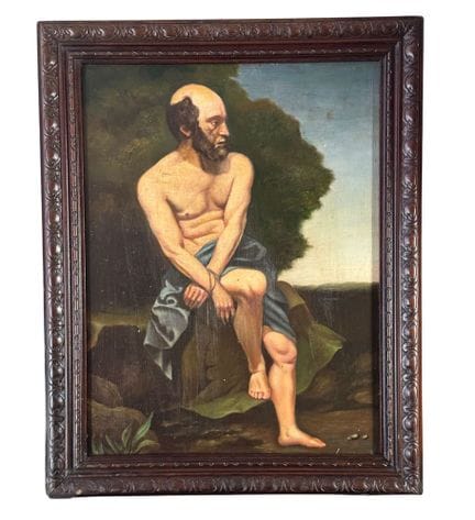 匿名
画板油画，20 世纪，意大利画派，描绘裸露躯干的男性形象。包括画框在内的尺寸：51x64 厘米