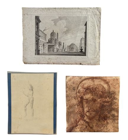 Set aus drei Zeichnungen auf Papier, 19. Jahrhunde