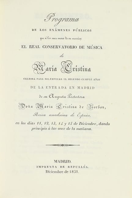 1831.  
 LIVRE.  
 (MUSIQUE).  
 PROGRAMME DES EXA