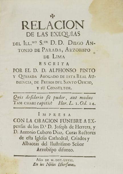 1781.  
 LIVRE.  
 (FUNÉRAILLES).  
 PINTO Y QUESA