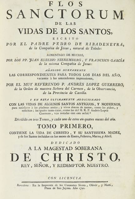 1790.  
 LIVRE.  
 (HAGIOGRAPHIE).  
 RIBADENEYRA,