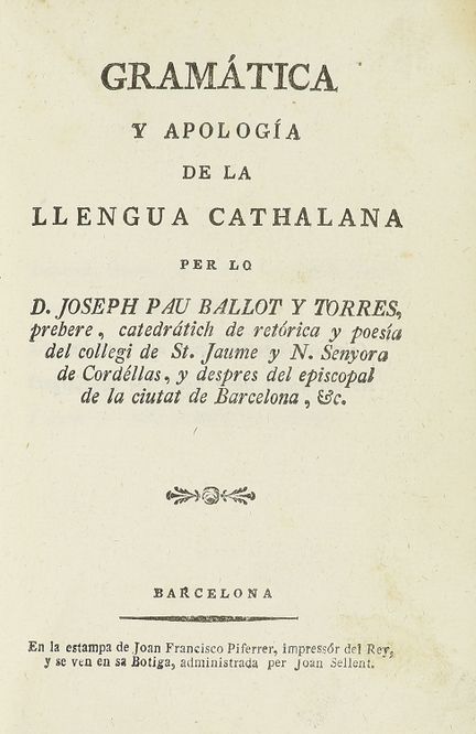 Vers 1814  
 LIVRE.  
 (LANGUE CATALANE).  
 BALLO