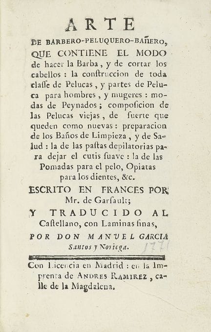Vers 1771  
 LIVRE.  
 (COIFFURE-ART).  
 GARSAULT