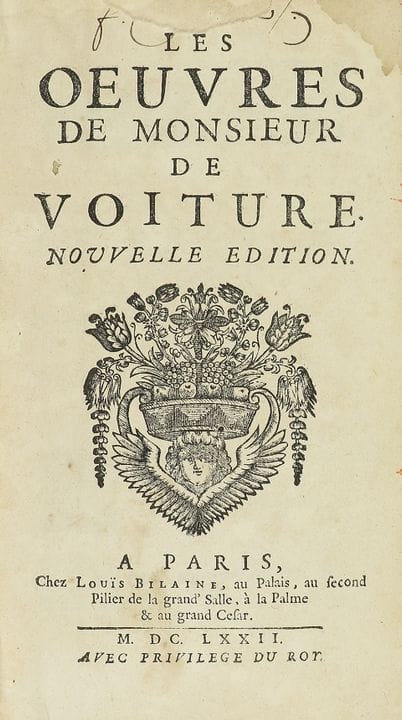 1672.  
 LIVRE.  
 (LITTÉRATURE).  
 VOITURE :.  
