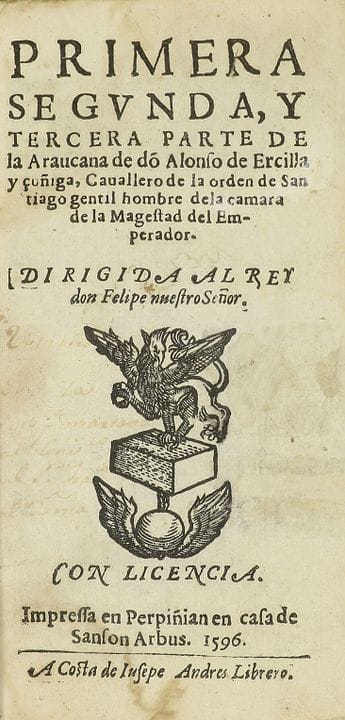 1596.  
 LIVRE.  
 (LITTÉRATURE).  
 ERCILLA ET ÇU