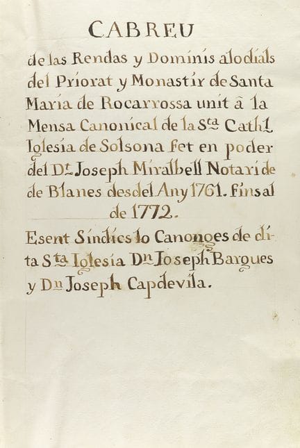 1772.  
 MANUSCRIPT.  
 (SANTA MARIA DE ROCA ROSSA
