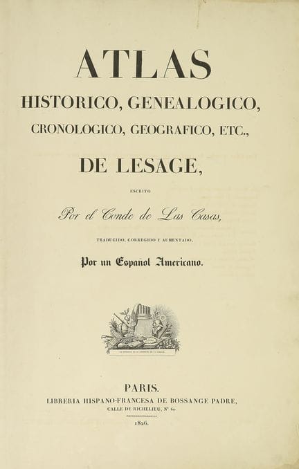 1826.  
 LIVRE.  
 (ATLAS).  
 LE SAGE ; LAS CASES