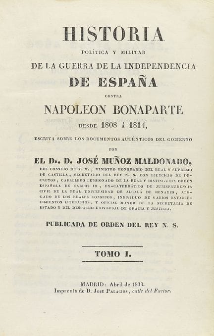 1833.  
 LIVRE.  
 (HISTOIRE - ESPAGNE).  
 MUÑOZ 