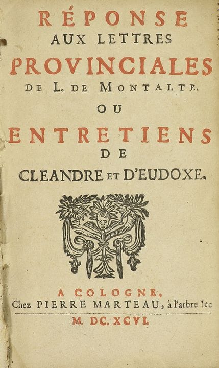 1696.  
 LIVRE.  
 (LITTÉRATURE).  
 RÉPONSE AUX L