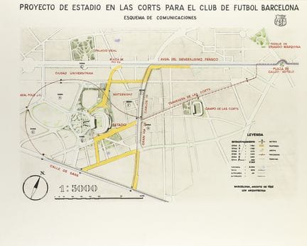 1955.  
 LIVRE.  
 (ARCHITECTURE – STADE).  
 PROJ
