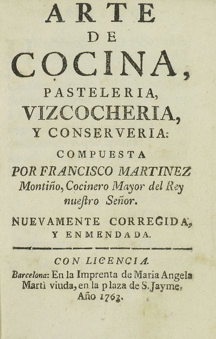 1763.  
 LIVRE.  
 (CUISINE).  
 MARTINEZ MONTIÑO,