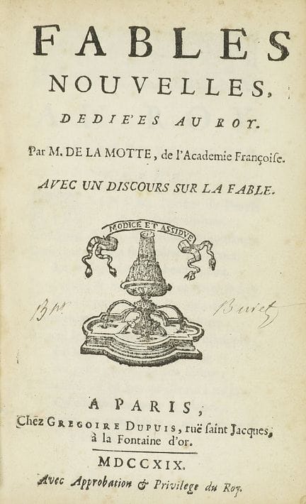 1719.  
 LIVRE.  
 (LITTÉRATURE).  
 MOTTE, M. DE 