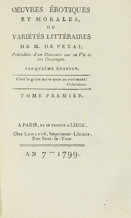 1799.  
 LIVRE.  
 (LITTÉRATURE ÉROTIQUE).  
 PEZA