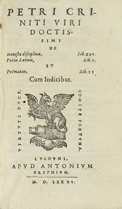 1585.  
 LIVRE.  
 (SCIENCES HUMAINES).  
 CRINITI