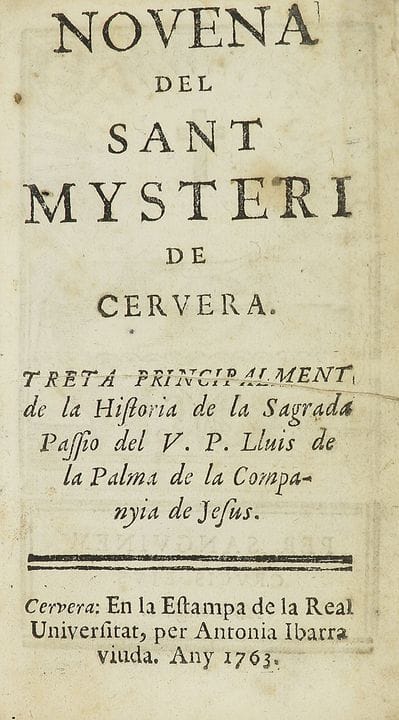 1763.  
 LIVRE.  
 (HISTOIRE - CERVERA).  
 PALMA,