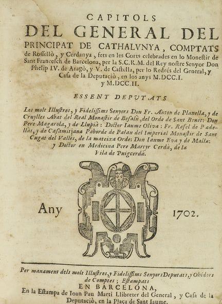 1702.  
 LIBRO.  
 (DERECHO CATALÁN).  
 CAPITOLS 