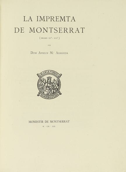 1919.  
 LIBRO.  
 (MONTSERAT-BIBLIOGRAFÍA).  
 AL