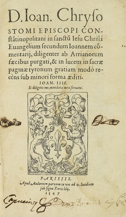 1547.  
 LIVRE.  
 (SERMONS).  
 CHRYSOSTOME, JEAN
