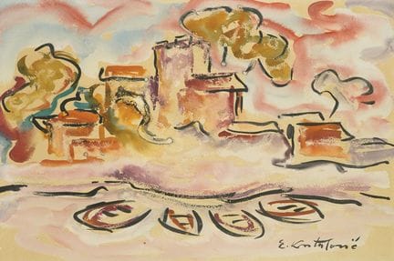 Eugen Krstulović (1912-1976), Vue de Korčula, aqua