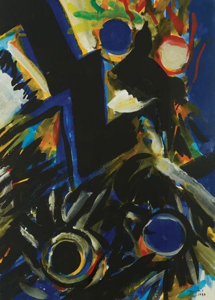 Edo Murtić (1921-2005), « Blue Light », 1990, goua