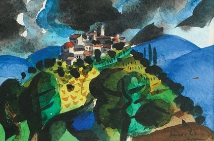 Edo Murtić (1921-2005), Motovun, 1982, aquarelle e