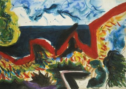 Edo Murtić (1921-2005), Paysage marin, 1991, aquar