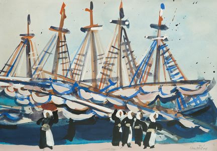 Edo Murtić (1921-2005), Voiliers (Bretagne), 1949,