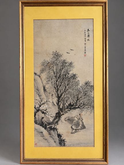 « Rivière au printemps et berger rentrant chez lui