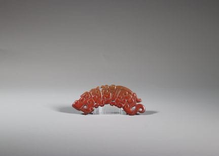 Tigre Huang en jade rouge de style archaïque, de l