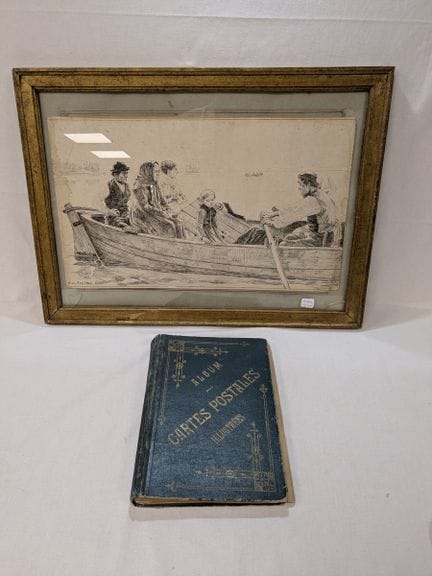 Da Albert EDELFELT. Personaggi su una barca. Incis