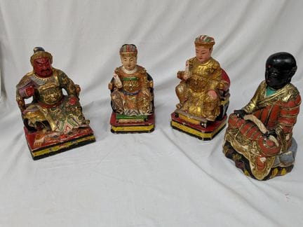 CINA - Serie di 4 sculture in legno policromo raff