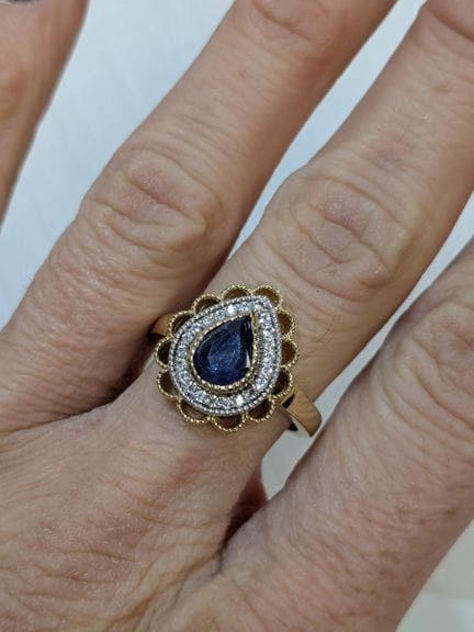 Bague en vermeil, sertie d'un saphir (traité, 1,55