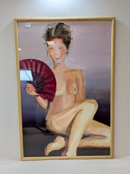 BALTRAN. Olio su tavola, “La donna con il ventagli