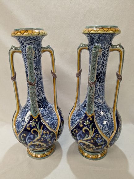 LUNEVILLE (Keller  Guérin), coppia di vasi in maio