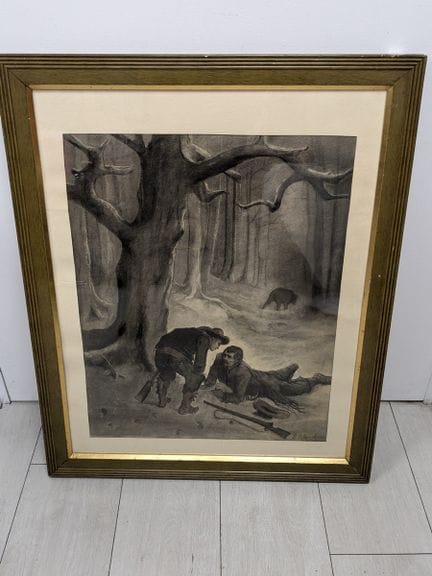 E. BLANCHET. "L'orso e i due compagni". Tecnica a 