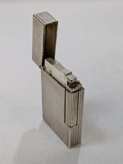 DUPONT. Silver plated metal lighter with guilloché
