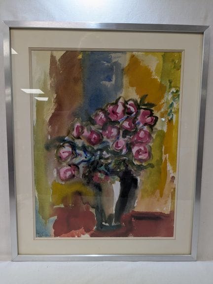 SCUOLA MODERNA, "Mazzo di fiori", acquerello. 47 x