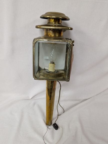 Kutschenlaterne aus Messing und Glas, umgebaut zu 