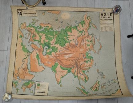 Mapa de Asia física, de VIDAL-LABLACHE, editorial 