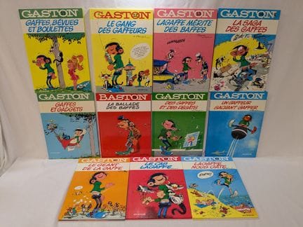 GASTON Lot de 11 albums. Années 1970 (usures)
