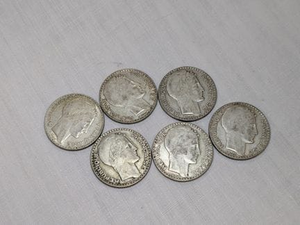Set di 6 monete da 10 franchi di Torino in argento