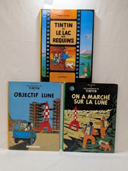 TINTÍN, lote compuesto por 2 cómics: «Objetivo: la