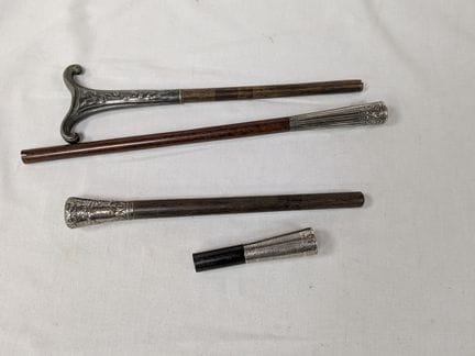 Set made of silver and wood, consisting of 4 cane 
