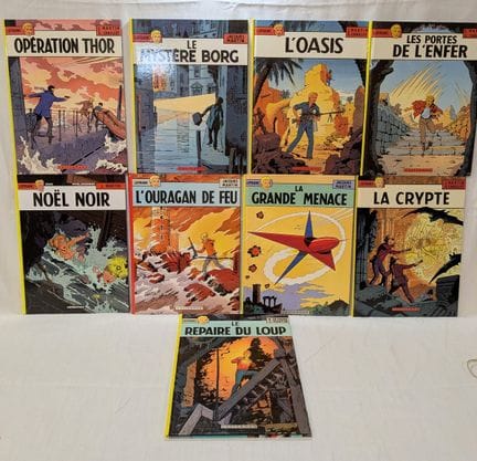 LES AVENTURES DE LEFRANC Lot de 9 albums. Années 1