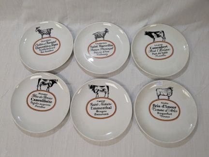AUTEUIL Serie di 6 piatti da formaggio in porcella
