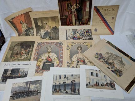 Insieme di documenti vari, tra cui tavole tratte d