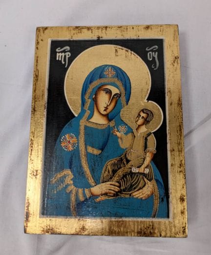 Riproduzione su legno di un'icona raffigurante la 
