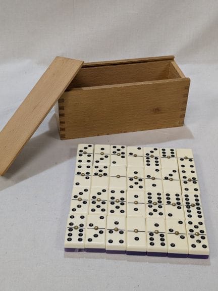 Domino-Spiel aus weißem und violettem Kunstharz, 3