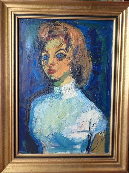 皮埃尔·安布罗吉亚尼（1907-1985）《穿着高领衫的红发女子肖像》，HST SBD，81 x 5